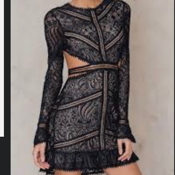 NWT For Love and Lemons Black Emorie Mini Dress - Picture 2 of 12
